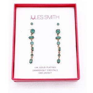 Jules Smith 14K Gold Plated Swarovski Crystal Ear Jacket Earrings Mint Green